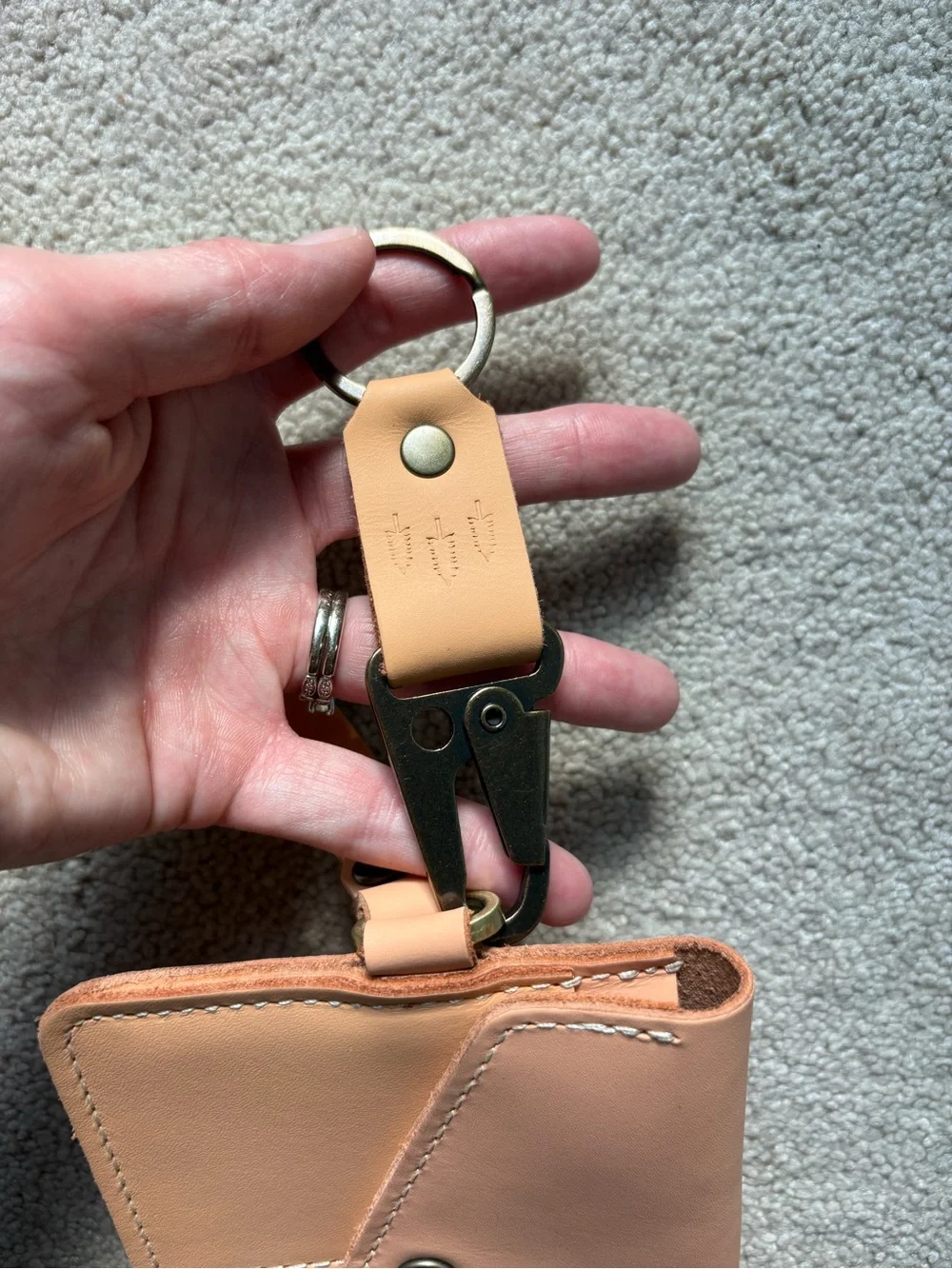 Portland Leather Goods Rare Stamped Tree Passport Wristlet Wallet Lanyard Set
